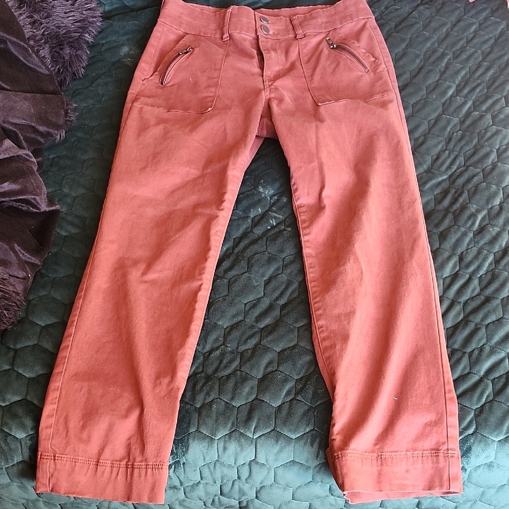 KUT Trendy Burgundy Pants with Zipper Pockets